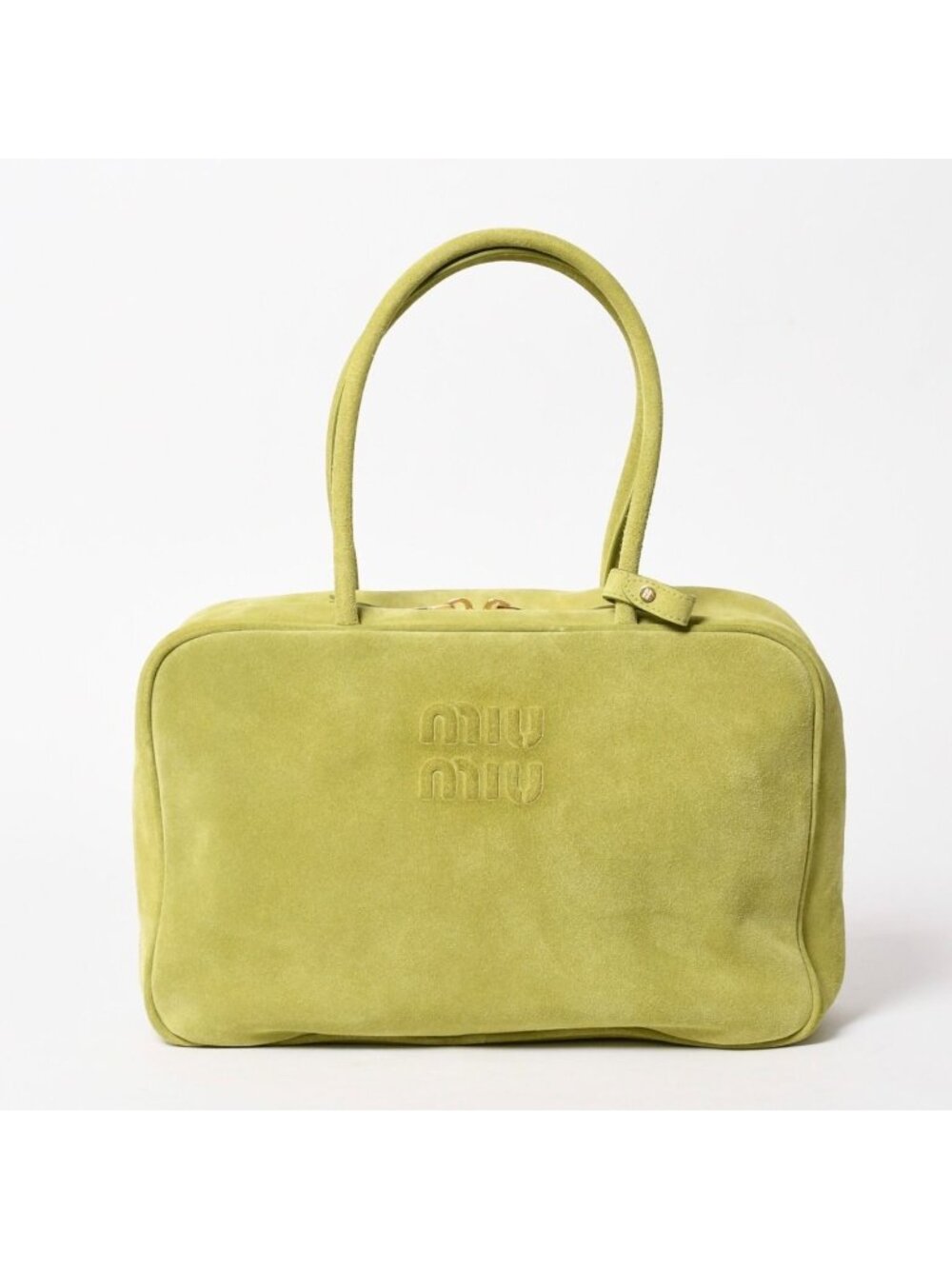 Miu Miu Beau Suede Tote Bag Green Gold